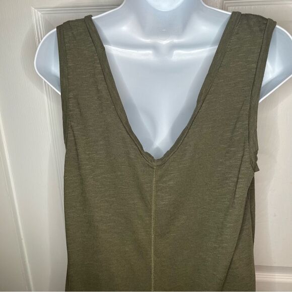 CASLON V-Neck Shirttail Tank Dress Sleeveless Olive Sarma S - Picture 8 of 10